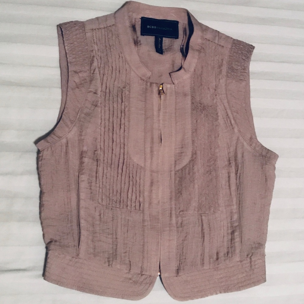 BCBGMaxAzria Smart Zippered Vest Brown size Small